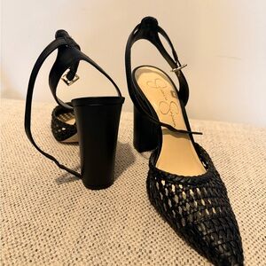 Jessica Simpson Black Woven Heels